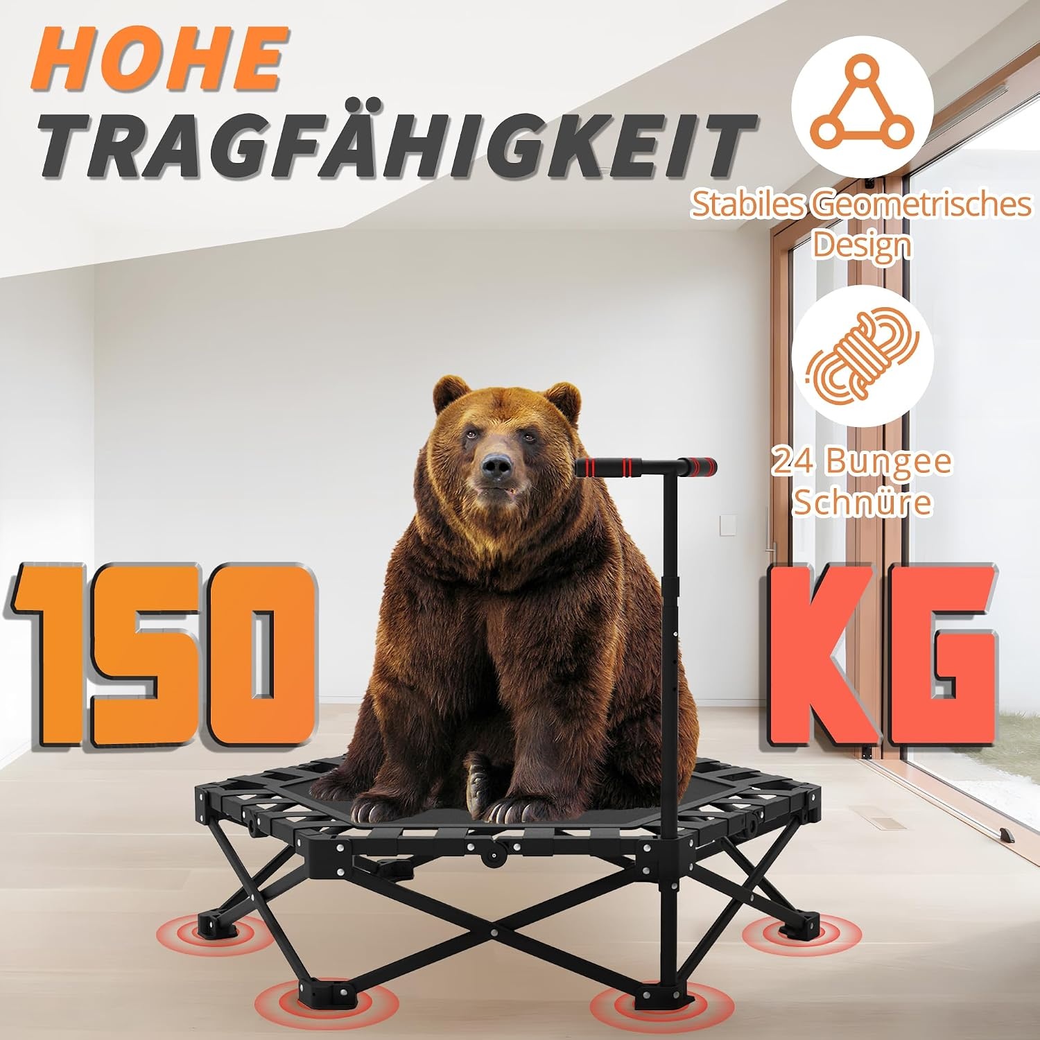 Fitness Trampoline Binnen 110cm | Opvouwbaar met Verstelbare Stang | Max. 275kg | 34% Korting