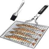 Opvouwbare RVS Grillmand met Houten Handvat (32x22cm) - 27% Korting!