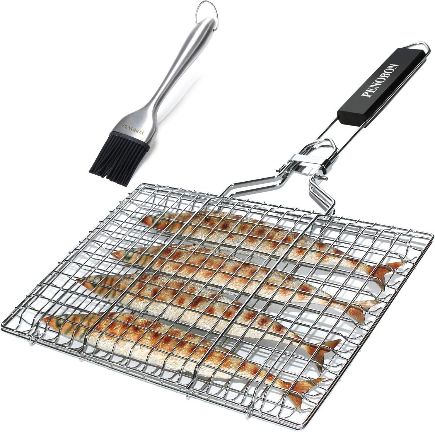 Opvouwbare RVS Grillmand met Houten Handvat (32x22cm) - 27% Korting!