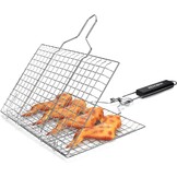 Opvouwbare RVS Grillmand met Houten Handvat (32x22cm) - 27% Korting!
