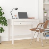 Wit Grenenhouten Bureau met Lades - 100x50x78 cm - 34% Korting