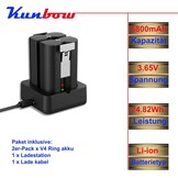 Dubbele Ring Accu 6800mAh & Lader: Altijd Stroom!