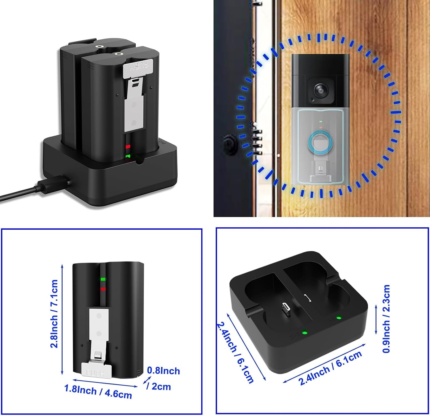 Dubbele Ring Accu 6800mAh & Lader: Altijd Stroom!