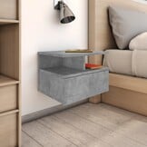 Zwevend Nachtkastje (2 st.) 40x31x27 cm - Betongrijs Bewerkt Hout - 34% Korting