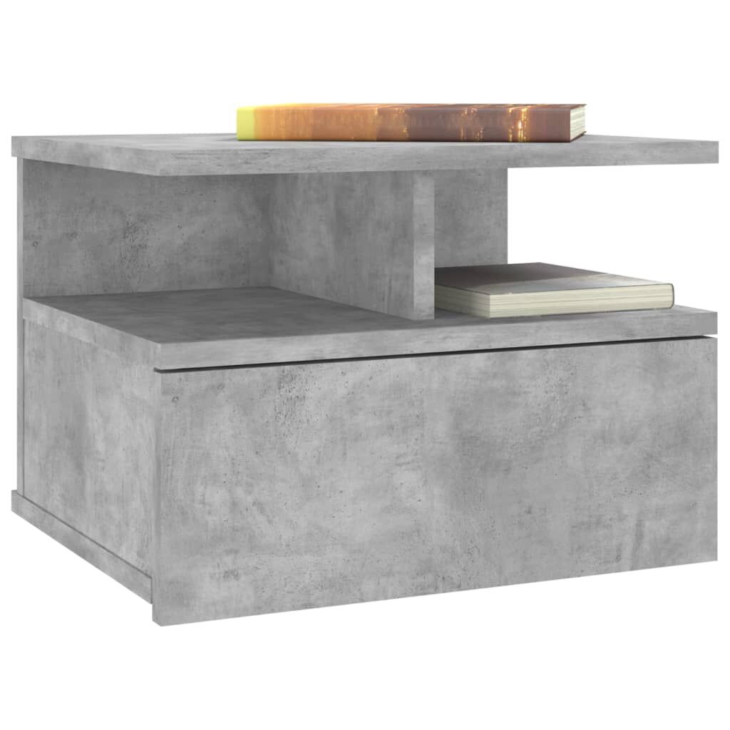 Zwevend Nachtkastje (2 st.) 40x31x27 cm - Betongrijs Bewerkt Hout - 34% Korting
