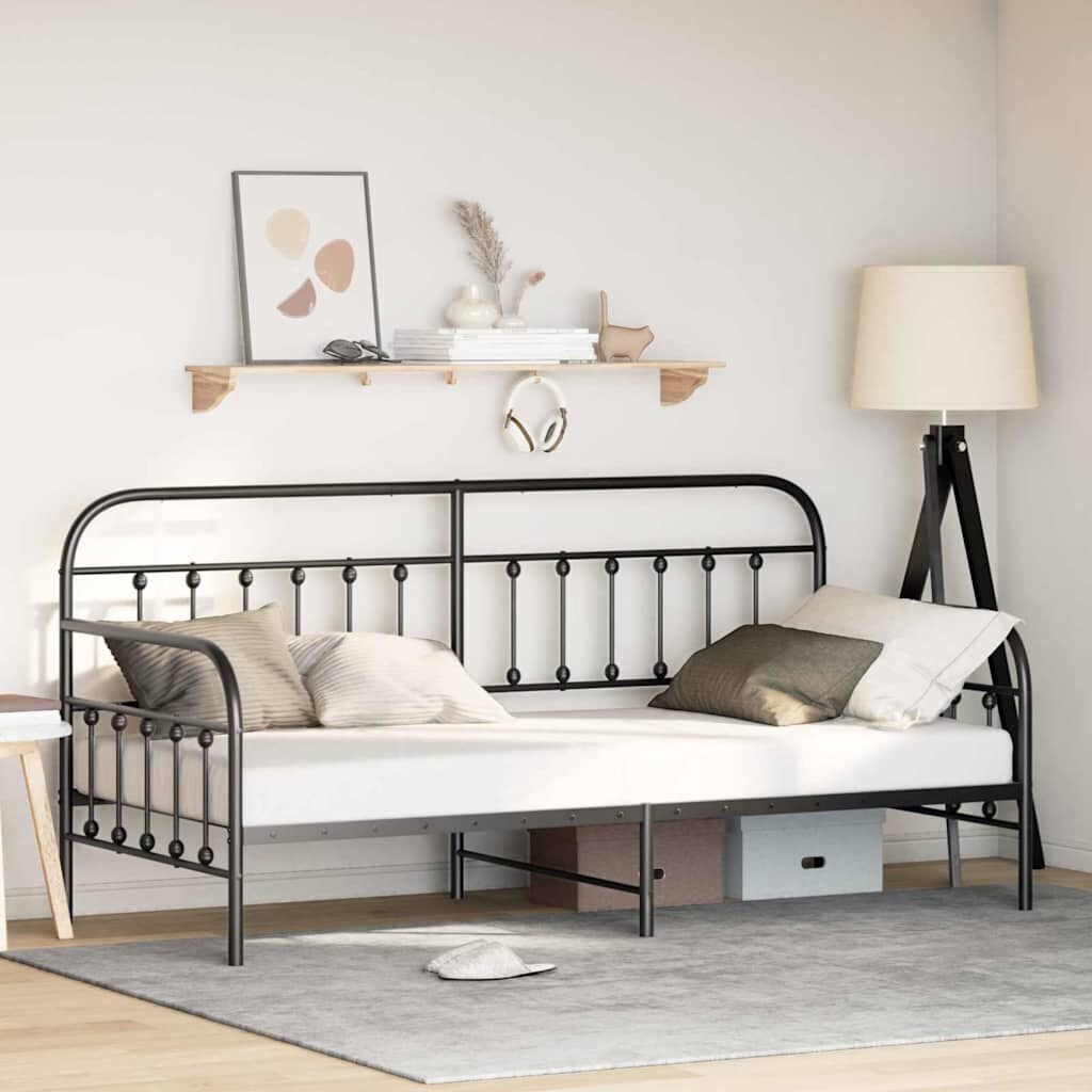VidaXL Daybed Frame Zwart Staal 90x200 cm - 35% Korting