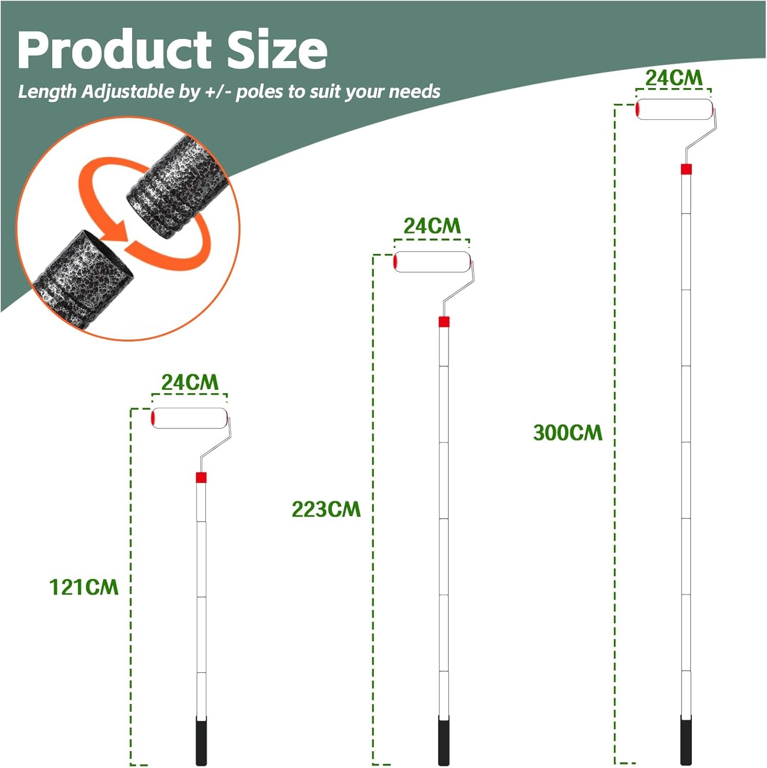 Verstelbare Verfroller met Telescoopsteel - 223 cm - 55% Korting