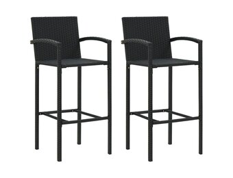 vidaXL Barkrukken 2 stuks, Poly Rattan Zwart - 35% Korting