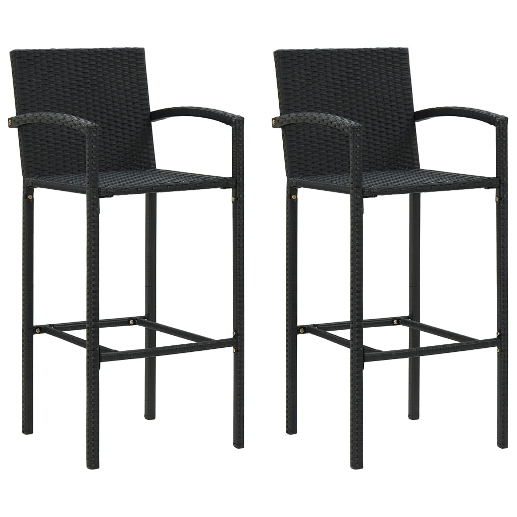 vidaXL Barkrukken 2 stuks, Poly Rattan Zwart - 35% Korting