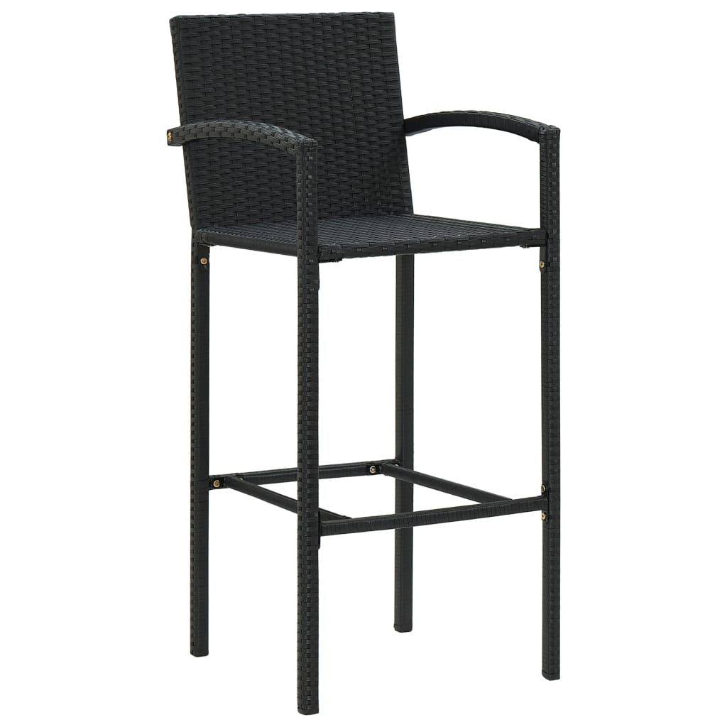 vidaXL Barkrukken 2 stuks, Poly Rattan Zwart - 35% Korting