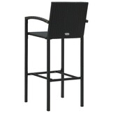 vidaXL Barkrukken 2 stuks, Poly Rattan Zwart - 35% Korting