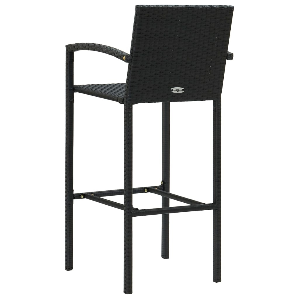 vidaXL Barkrukken 2 stuks, Poly Rattan Zwart - 35% Korting