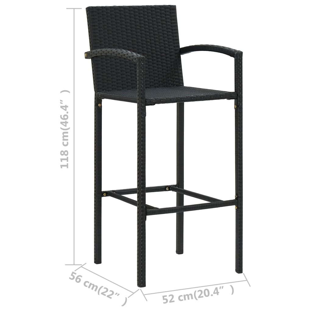 vidaXL Barkrukken 2 stuks, Poly Rattan Zwart - 35% Korting