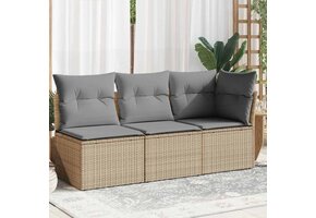 VidaXL Tuinbank 3-zits Poly Rattan Beige met Kussens - 35% Korting!