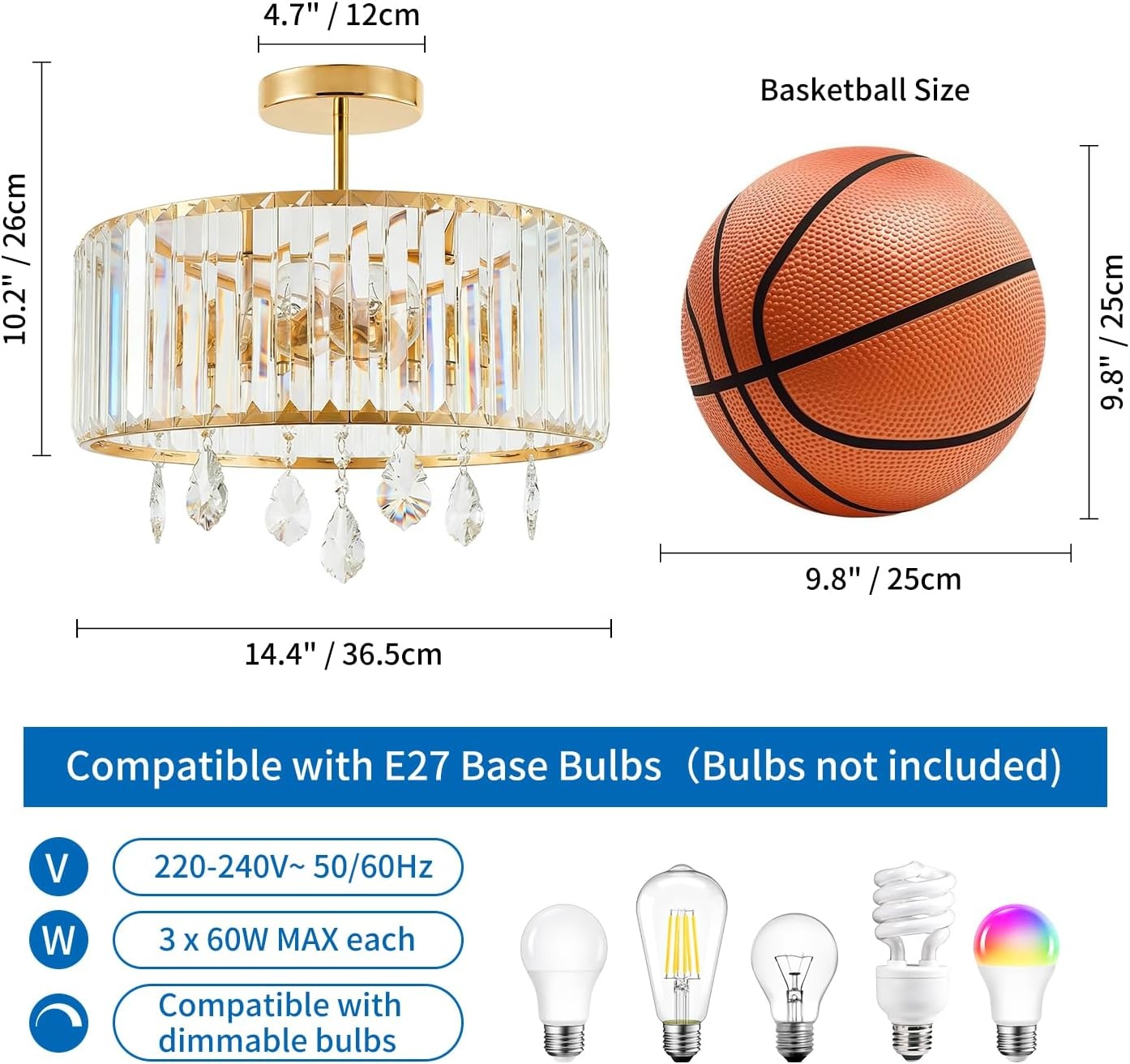 Kristallen Plafondlamp Goud - Ø 36,5 cm met 34% Korting