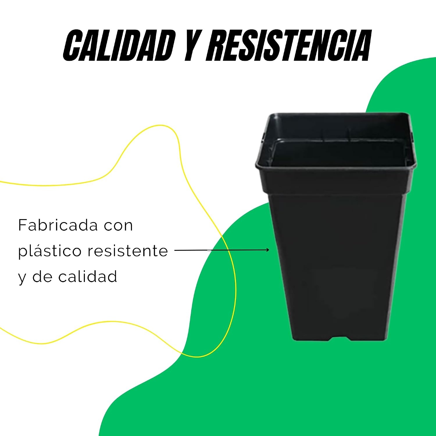 20x Zwarte Vierkante Plantenpotten 7L - Gerecycled Kunststof - 33% Korting