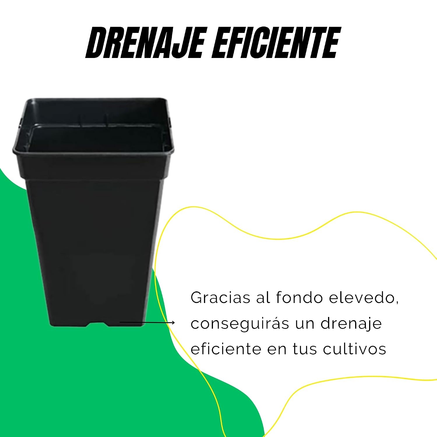 20x Zwarte Vierkante Plantenpotten 7L - Gerecycled Kunststof - 33% Korting