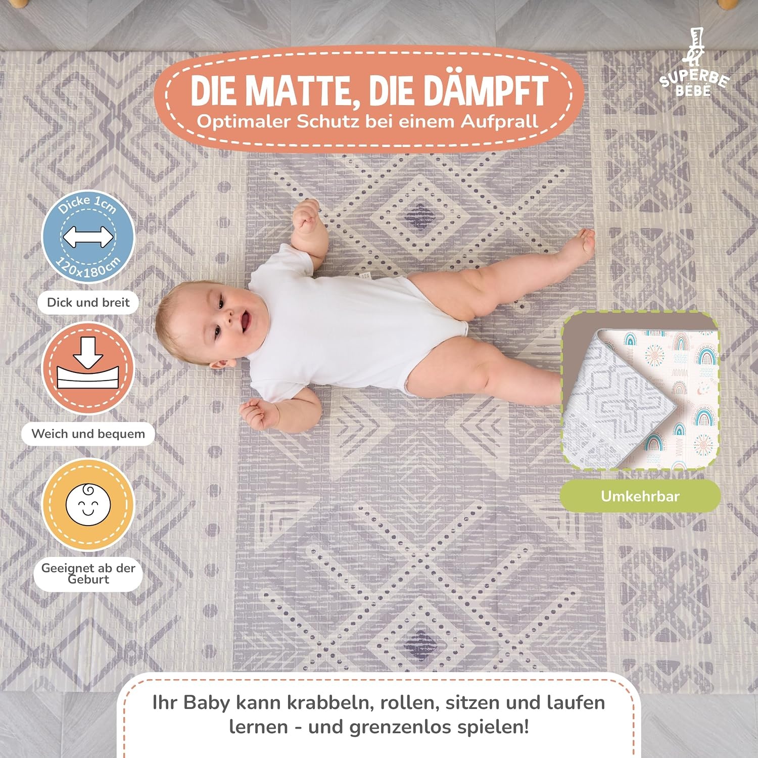 Opvouwbare Babyspeelmat 120x180 cm - Veilig XPE-schuim met 28% Korting