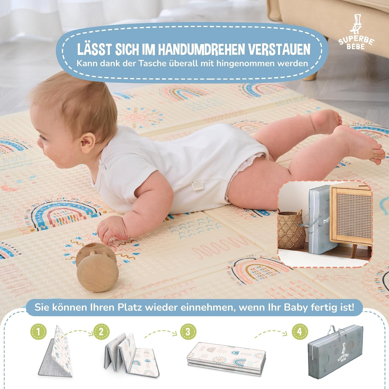 Opvouwbare Babyspeelmat 120x180 cm - Veilig XPE-schuim met 28% Korting
