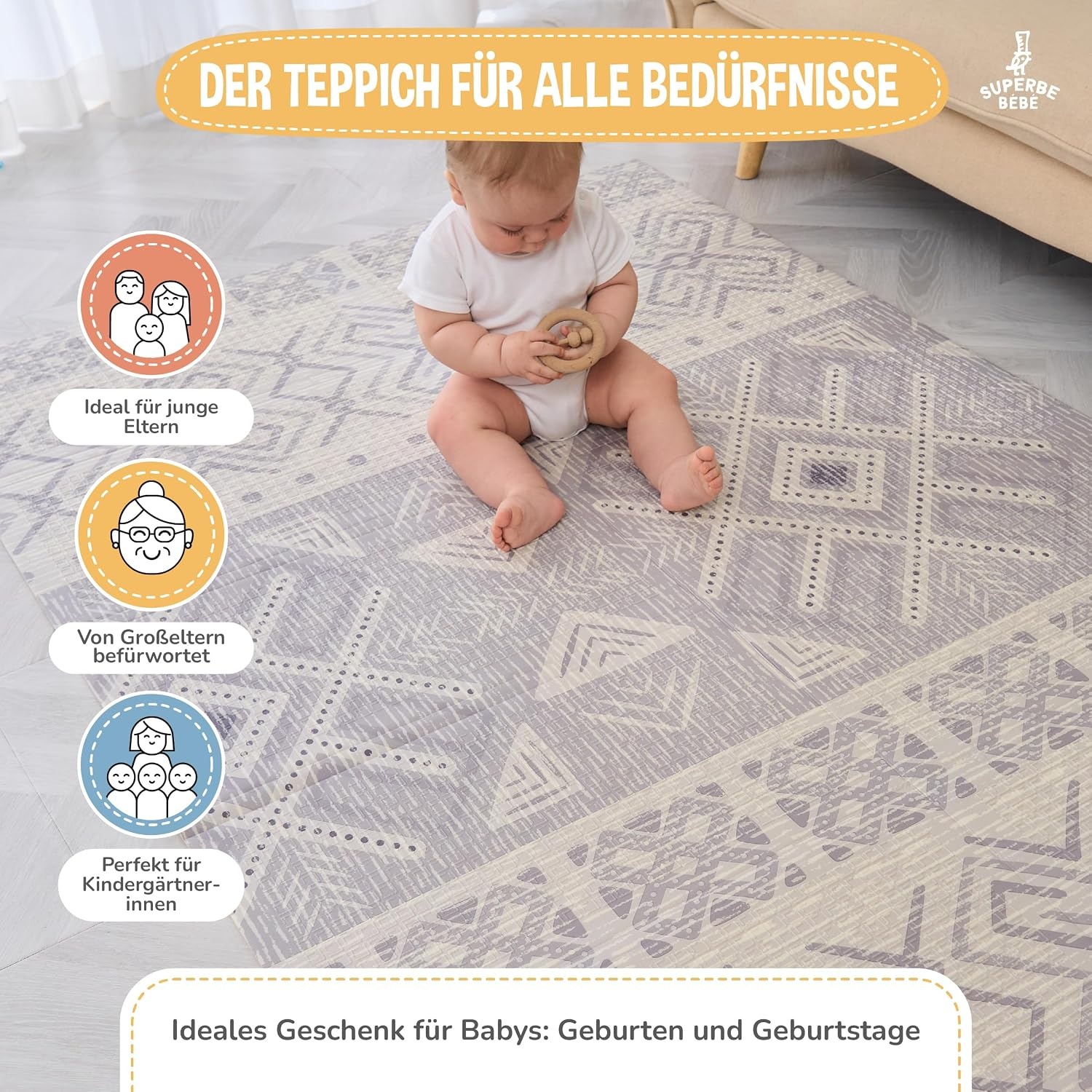 Opvouwbare Babyspeelmat 120x180 cm - Veilig XPE-schuim met 28% Korting