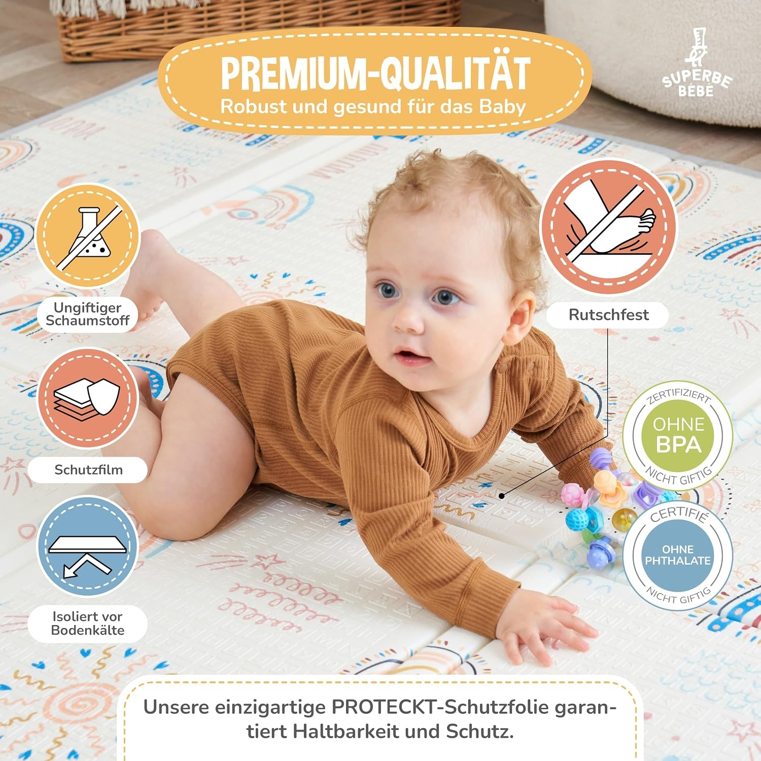 Opvouwbare Babyspeelmat 120x180 cm - Veilig XPE-schuim met 28% Korting