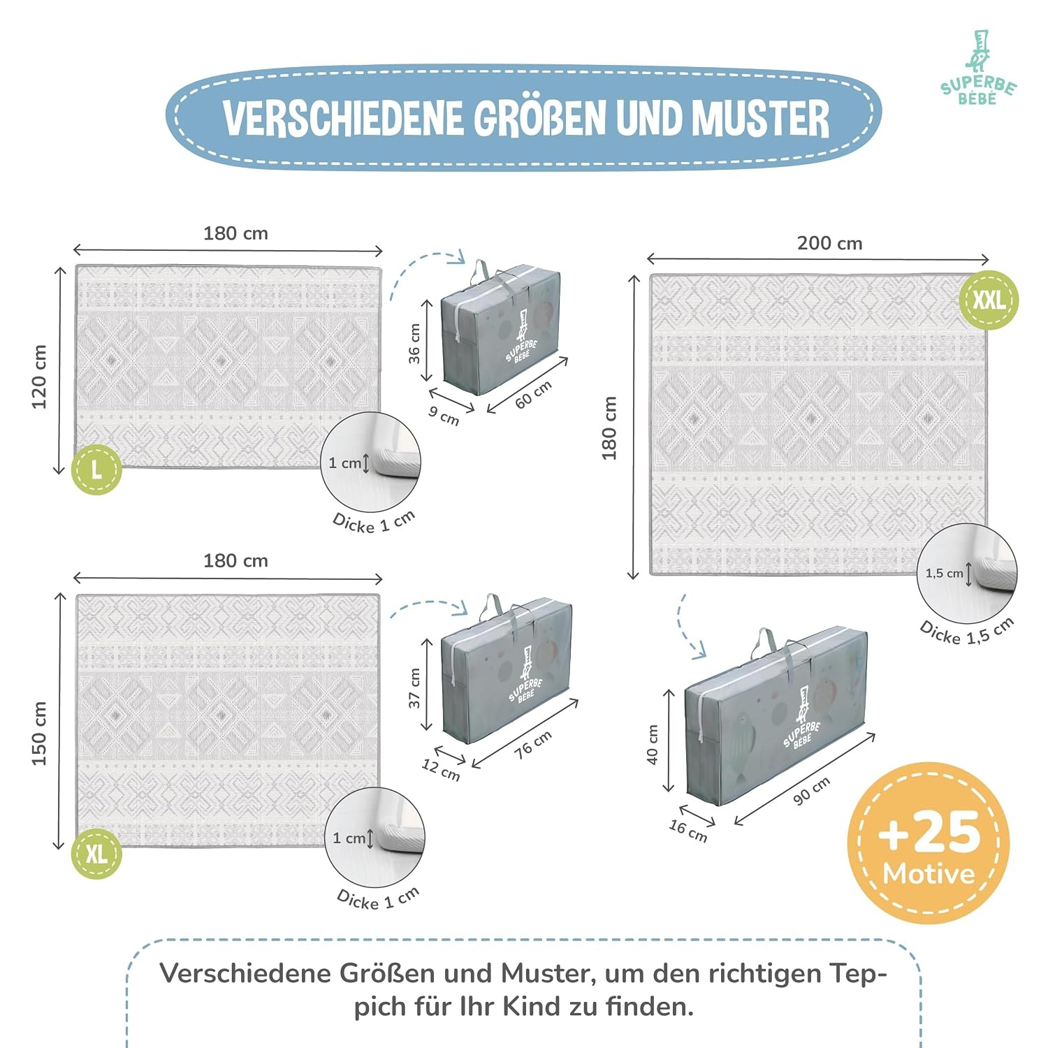 Opvouwbare Babyspeelmat 120x180 cm - Veilig XPE-schuim met 28% Korting