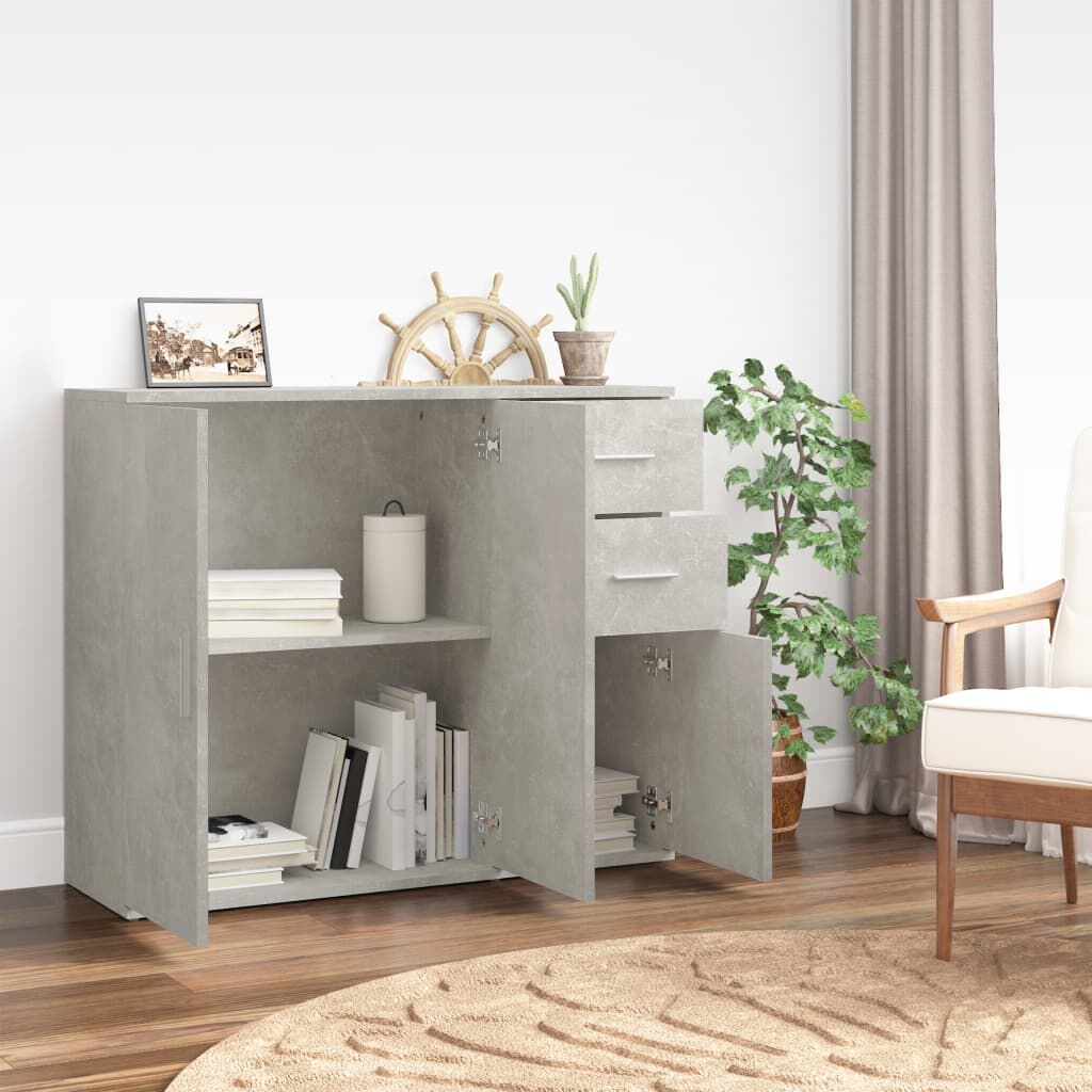 Dressoir 91x29,5x75 cm Bewerkt Hout Betongrijs - 34% Korting!