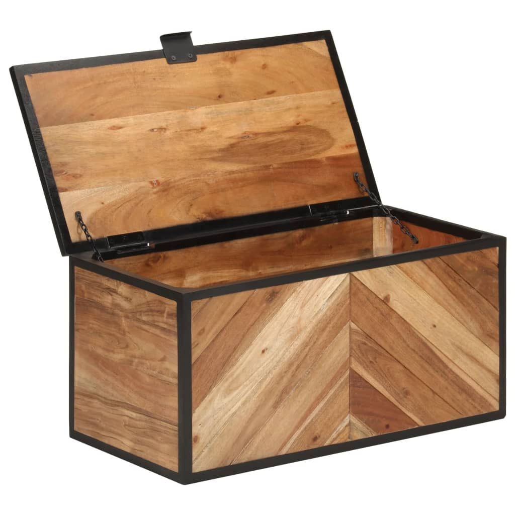 Massief Acacia Houten Opbergbox met IJzer - 60x30x30 cm - 59% Korting