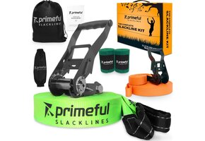 Slackline Set Groen 29% Korting: Compleet met Trainingslijn & Dubbele Ratels
