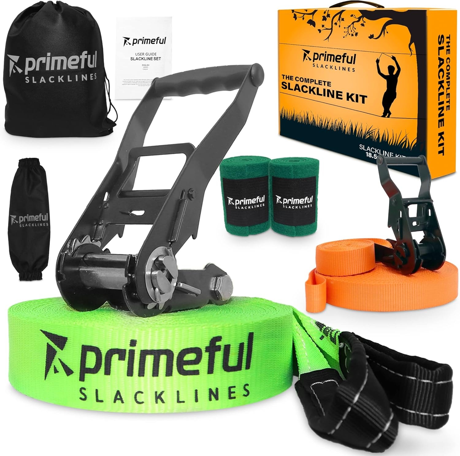 Slackline Set Groen 29% Korting: Compleet met Trainingslijn & Dubbele Ratels