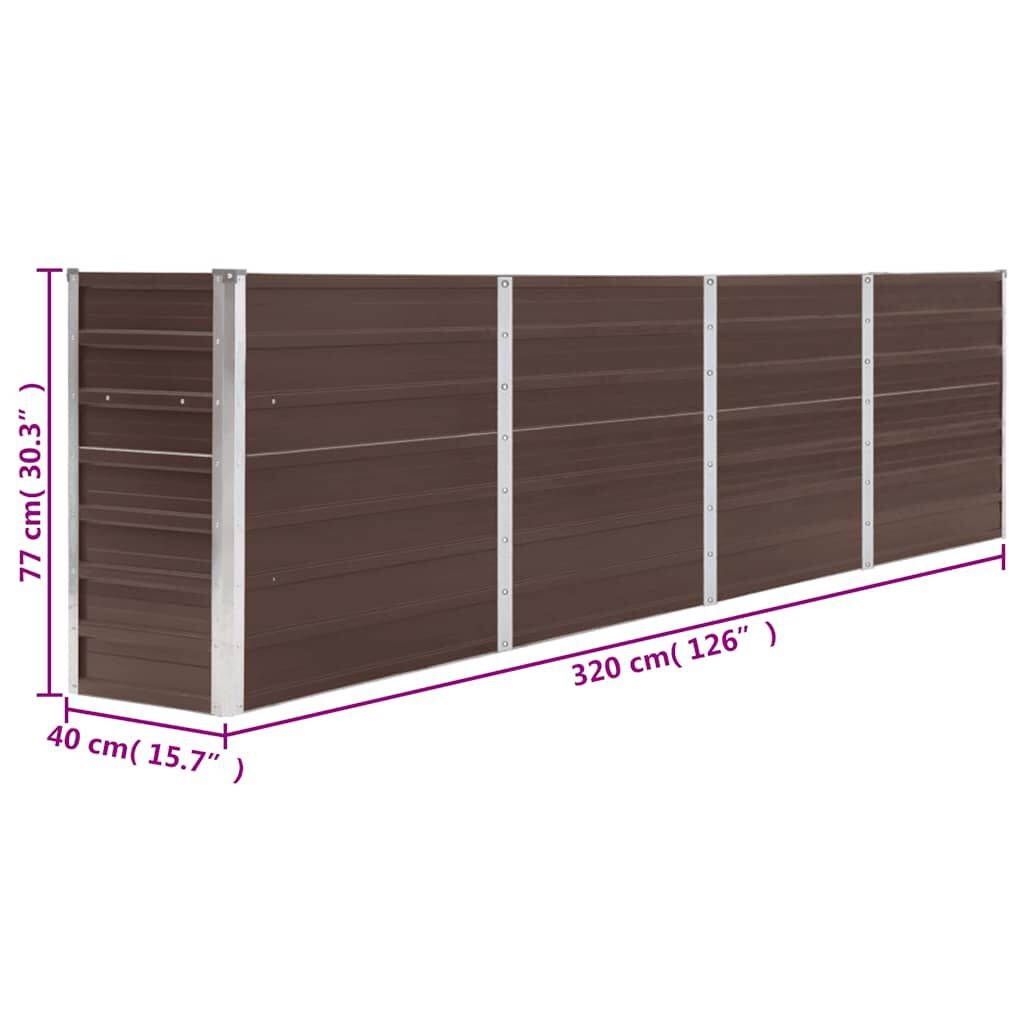 Verhoogd Tuinbed Staal Bruin 320x40x77cm - 34% Korting