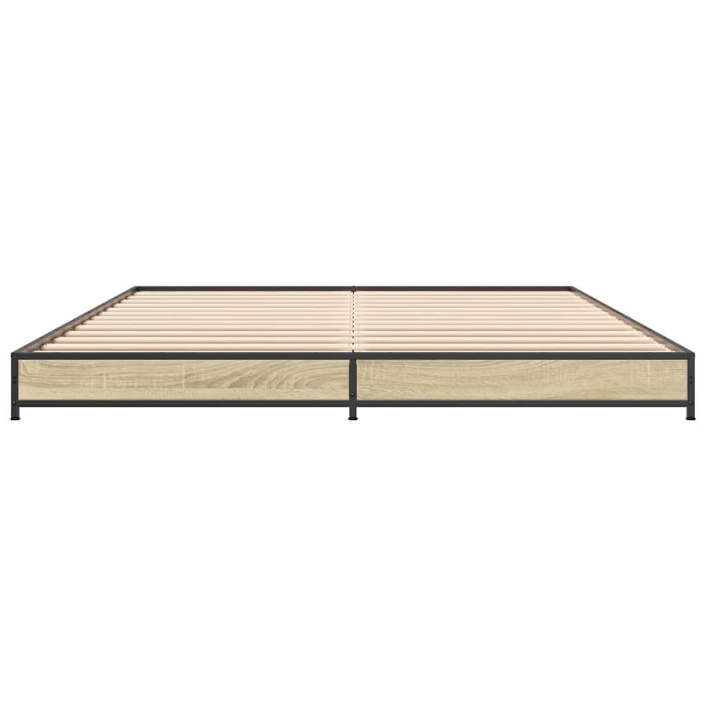 vidaXL Bedframe met Bewerkt Hout & Metaal (Sonoma Eiken) - 34% Korting!