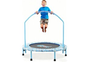Kinder Fitness Trampoline 38 inch Inklapbaar met Veiligheidsbeugel - 34% Korting