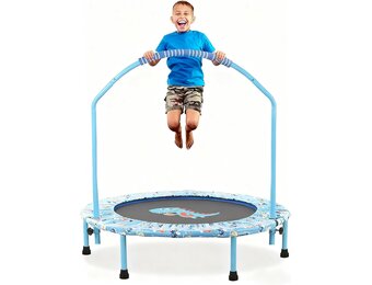 Kinder Fitness Trampoline 38 inch Inklapbaar met Veiligheidsbeugel - 34% Korting