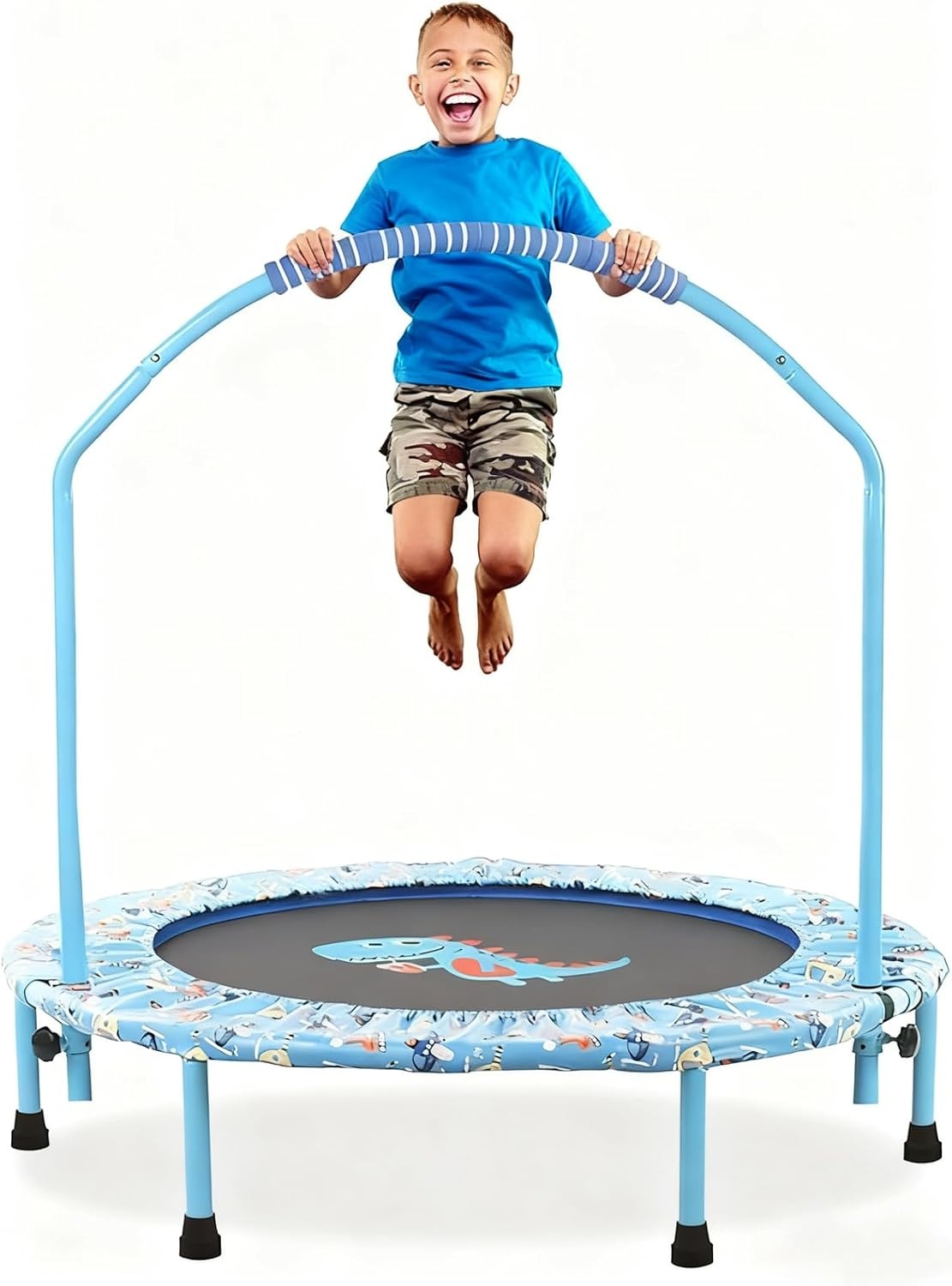 Kinder Fitness Trampoline 38 inch Inklapbaar met Veiligheidsbeugel - 34% Korting