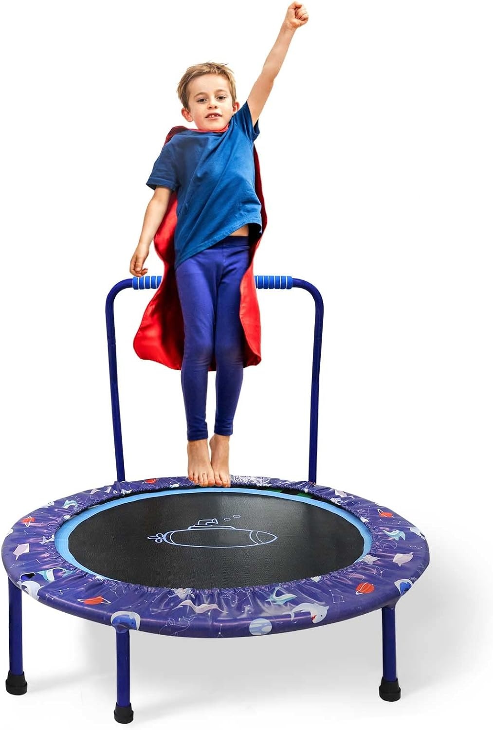 Kinder Fitness Trampoline 38 inch Inklapbaar met Veiligheidsbeugel - 34% Korting