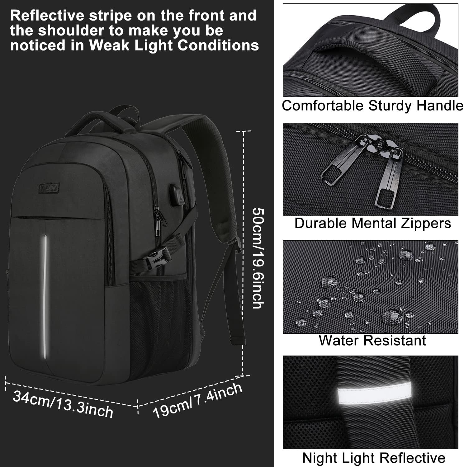 WENIG Extra Grote Laptoprugzak 50L - 17.3 inch - Zwart - TSA-goedgekeurd