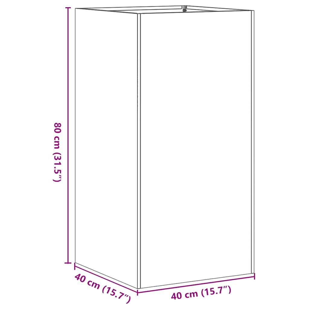 vidaXL Plantenbak 40x40x80 cm koudgewalst staal antracietkleurig