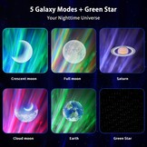 Star Projector, Galaxy Projector with Bluetooth Speaker, Remote Control, Timer, Bedroom Lamp, 8 Night Lights with White Noise for Parties, Living Rooms and Other Decorations - Maat 5.3 inches