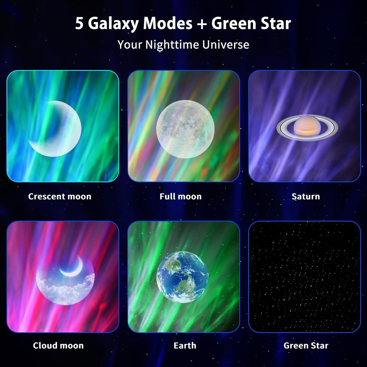 Star Projector, Galaxy Projector with Bluetooth Speaker, Remote Control, Timer, Bedroom Lamp, 8 Night Lights with White Noise for Parties, Living Rooms and Other Decorations - Maat 5.3 inches