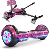 SISIGAD HY-A02C Hoverboard voor kinderen, 6,5 inch (16,5 cm) hoverboard met bluetooth en ledlicht, krachtige dubbele motor, cadeau voor kinderen, HY-A02C sterrenhemel blauw, HY-A02C lila hemel