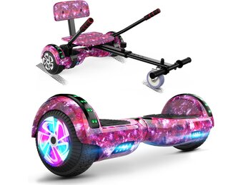 SISIGAD HY-A02C Hoverboard voor kinderen, 6,5 inch (16,5 cm) hoverboard met bluetooth en ledlicht, krachtige dubbele motor, cadeau voor kinderen, HY-A02C sterrenhemel blauw, HY-A02C lila hemel