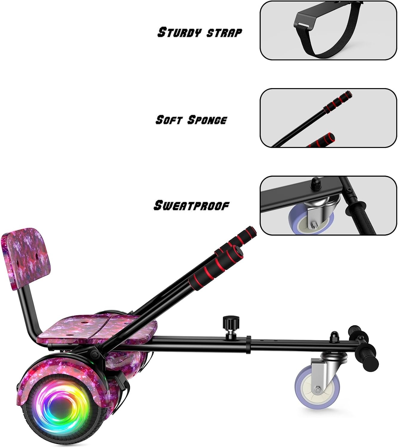 SISIGAD HY-A02C Hoverboard voor kinderen, 6,5 inch (16,5 cm) hoverboard met bluetooth en ledlicht, krachtige dubbele motor, cadeau voor kinderen, HY-A02C sterrenhemel blauw, HY-A02C lila hemel
