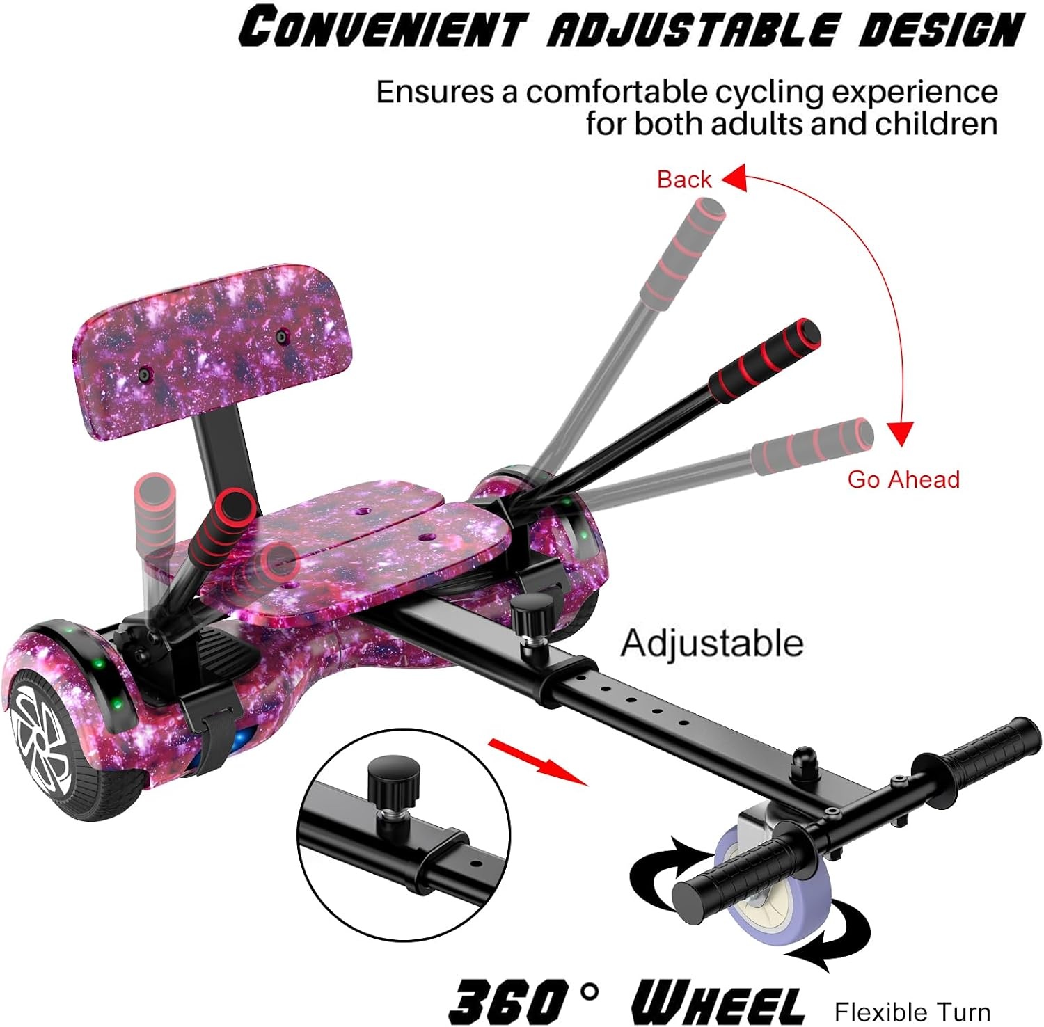 SISIGAD HY-A02C Hoverboard voor kinderen, 6,5 inch (16,5 cm) hoverboard met bluetooth en ledlicht, krachtige dubbele motor, cadeau voor kinderen, HY-A02C sterrenhemel blauw, HY-A02C lila hemel