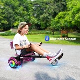 SISIGAD HY-A02C Hoverboard voor kinderen, 6,5 inch (16,5 cm) hoverboard met bluetooth en ledlicht, krachtige dubbele motor, cadeau voor kinderen, HY-A02C sterrenhemel blauw, HY-A02C lila hemel