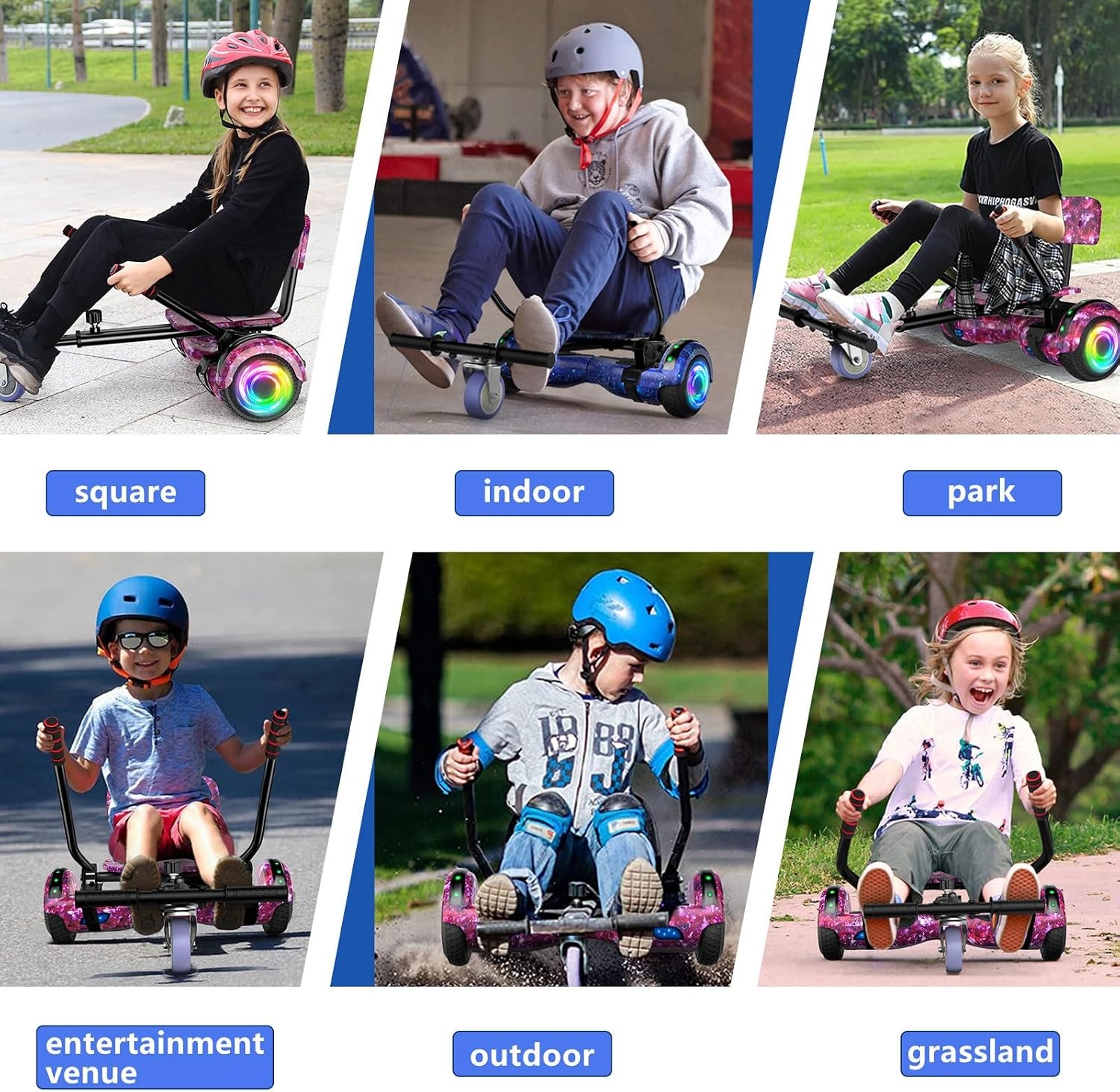 SISIGAD HY-A02C Hoverboard voor kinderen, 6,5 inch (16,5 cm) hoverboard met bluetooth en ledlicht, krachtige dubbele motor, cadeau voor kinderen, HY-A02C sterrenhemel blauw, HY-A02C lila hemel