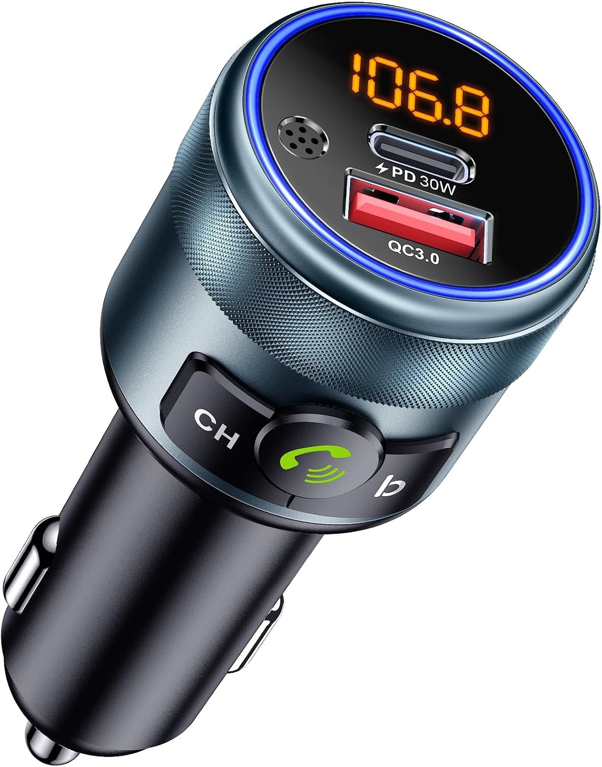 GizmoVine Bluetooth 5.3 FM Transmitter voor Auto - PD 30W en QC3.0 Snellader - Handsfree Bellen