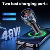 GizmoVine Bluetooth 5.3 FM Transmitter voor Auto - PD 30W en QC3.0 Snellader - Handsfree Bellen