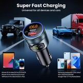 GizmoVine Bluetooth 5.3 FM Transmitter voor Auto - PD 30W en QC3.0 Snellader - Handsfree Bellen