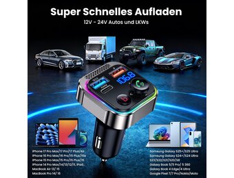 GizmoVine Bluetooth FM-zender voor auto, bluetooth-adapter, handsfree, car kit, PD 45 W & QC 18 W, MP3-muziekspeler voor sigarettenaansteker auto